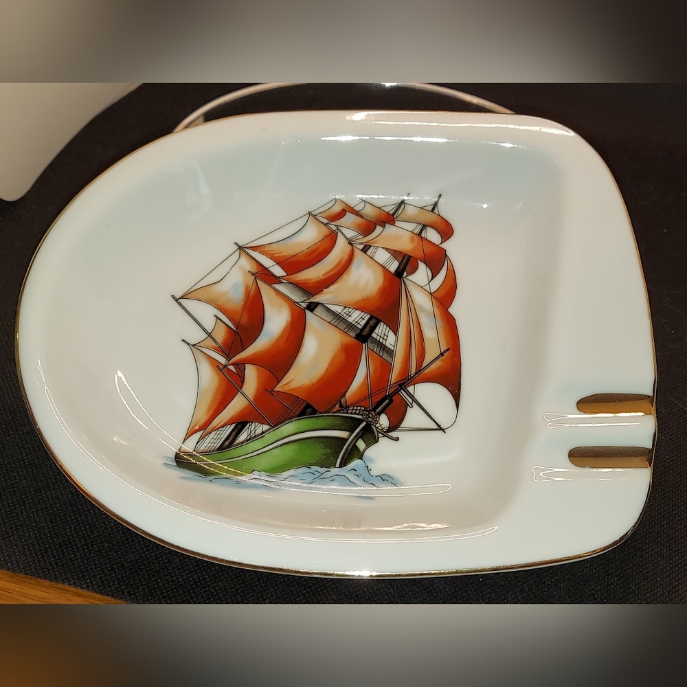 Vintage Norleans Ashtray Sailing Ship From Japan Tobacciana Smoking Cigars Weeds